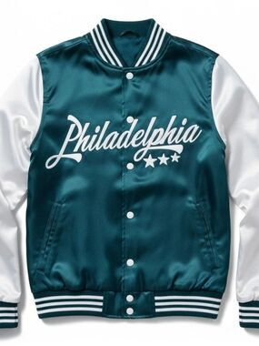 Philadelphia Satin Varsity Jacket Eagles Green New Sizes S-2XL